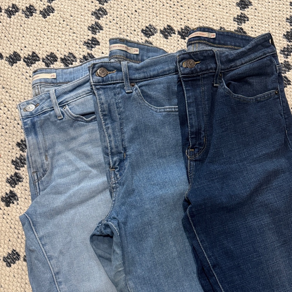 Women's Skinny Jeans Trio - Light Blue, Medium Blue, Dark Blue
